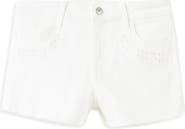MANGO TEEN Embroidered Eyelet Detail Stretch Denim Shorts