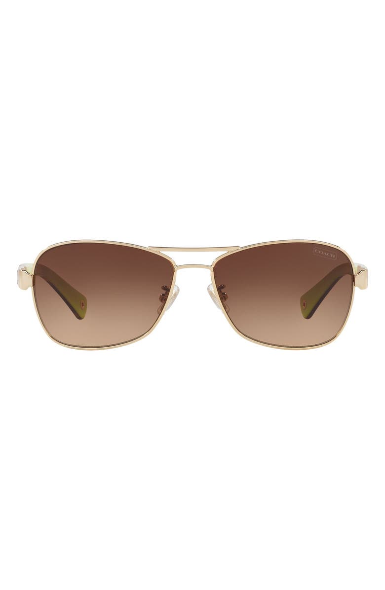 COACH Caroline 56mm Gradient Aviator Sunglasses, Main, color, Brown