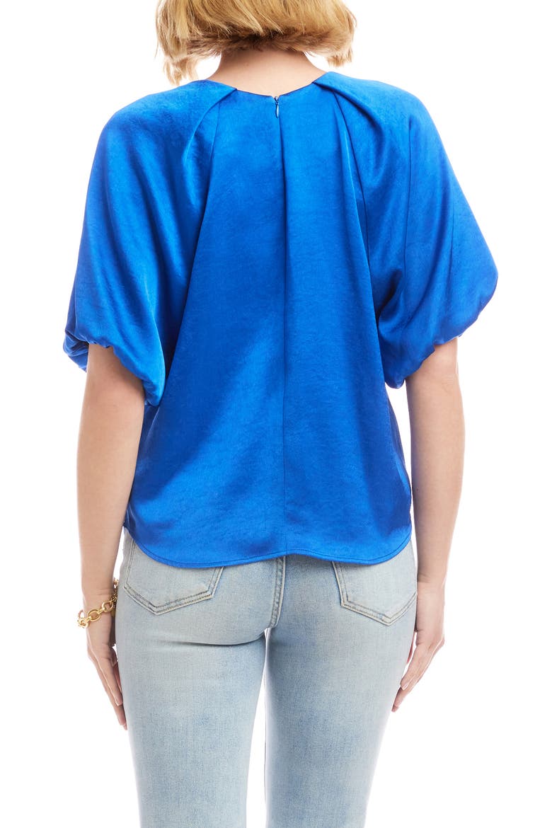 Puff Sleeve Satin Top, Alternate, color, SAPPHIRE BLUE