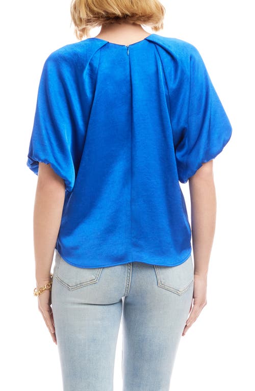 Karen Kane Puff Sleeve Satin Top In Blue