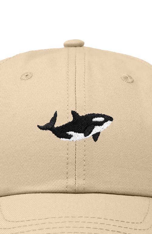 Dalix Killer Whale Embroidered Dad Hat In Khaki