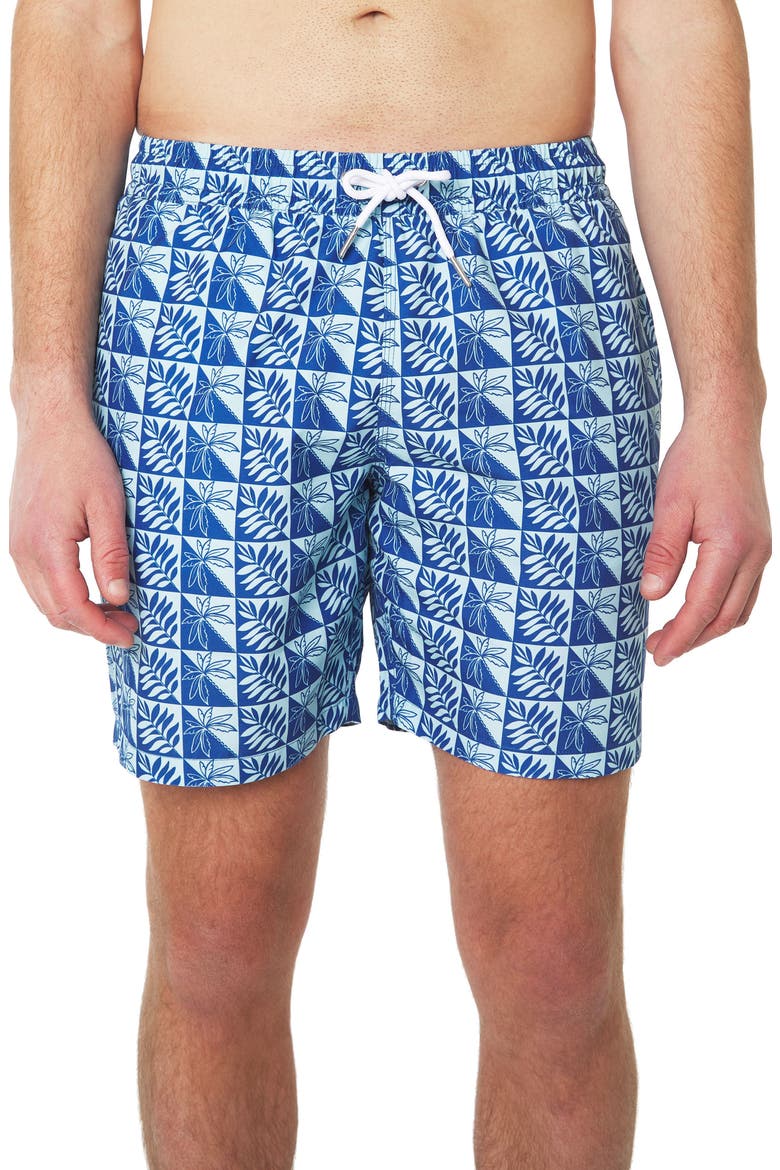 Cabo Swim Trunks, Main, color, BLUE CHECKBOARD