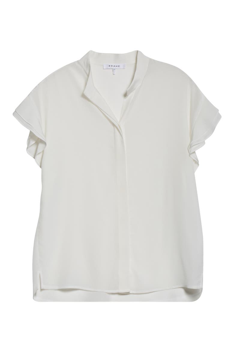 Flounce Sleeve Silk Blouse, Alternate, color, OFF WHITE