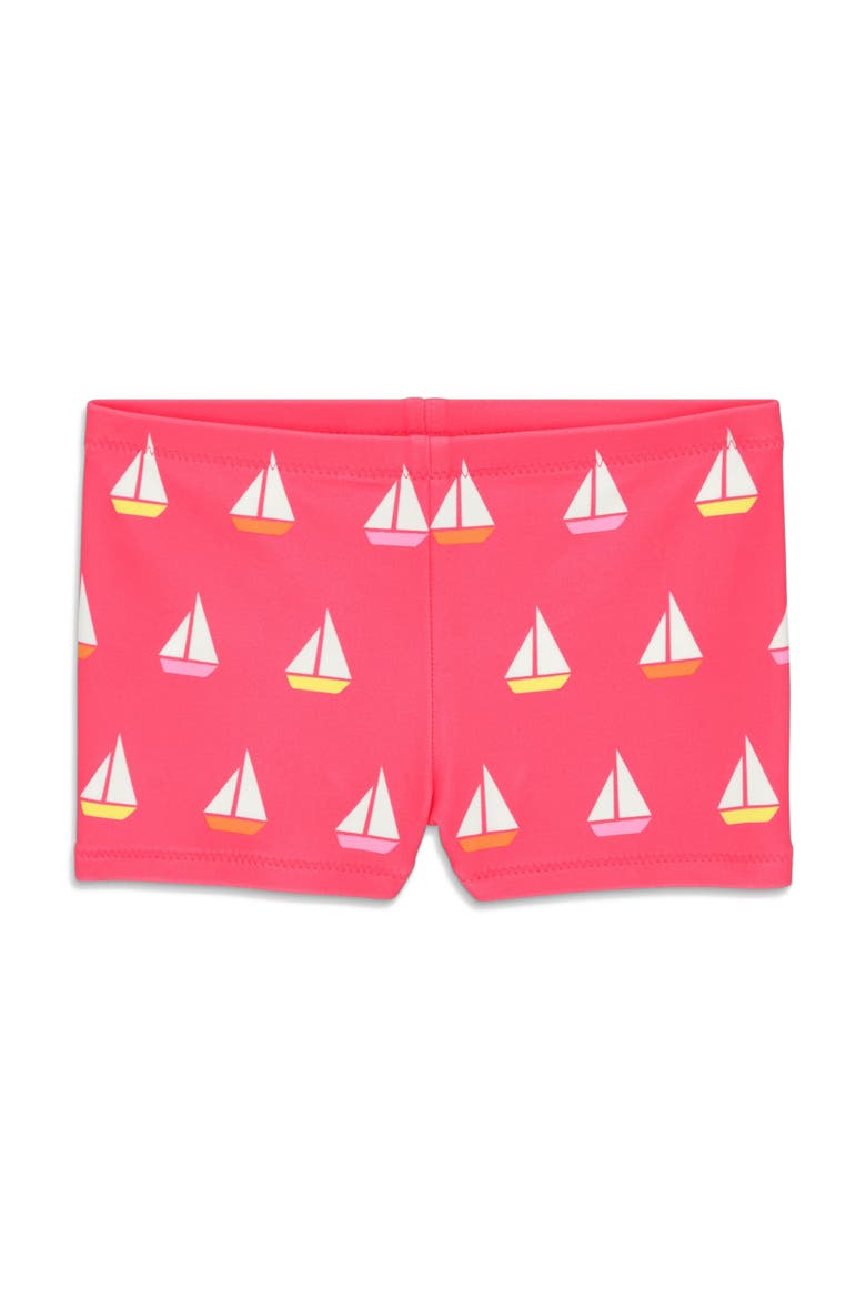 Kids Swim Shortie In Sailboats, Main, color, Bright Azalea Sailboats