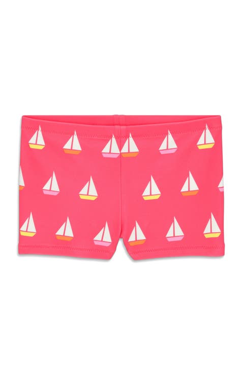 Kids Swim Shortie In Sailboats (Toddler, Little Kid, Big Kid)