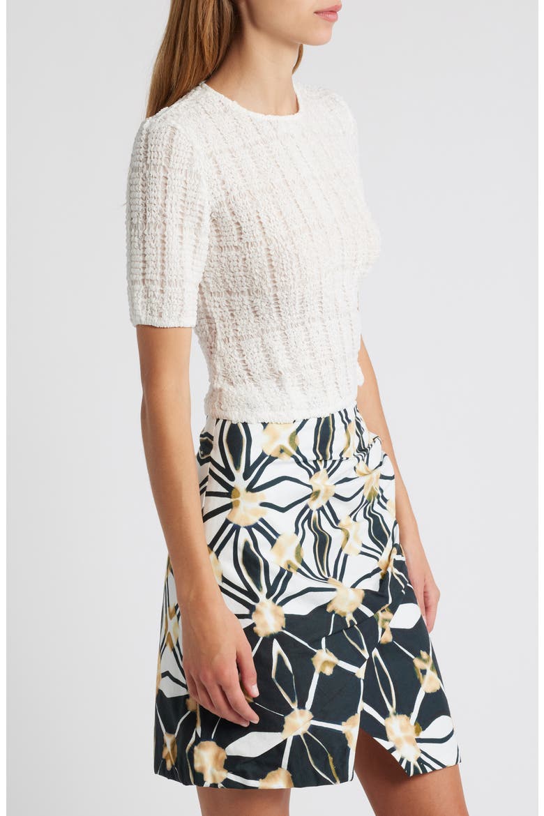 Janet Texture Puff Sleeve Crop Top, Alternate, color, WHITE