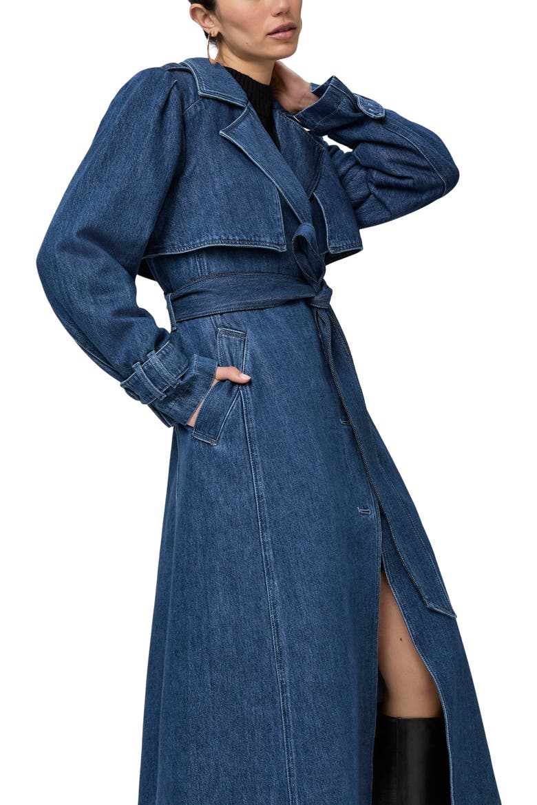 Raina Denim Trench Coat, Alternate, color, RYLIE