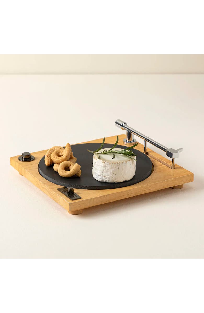 Uncommon Goods Turntable Cheeseboard, Alternate, color, Light Brown / Black