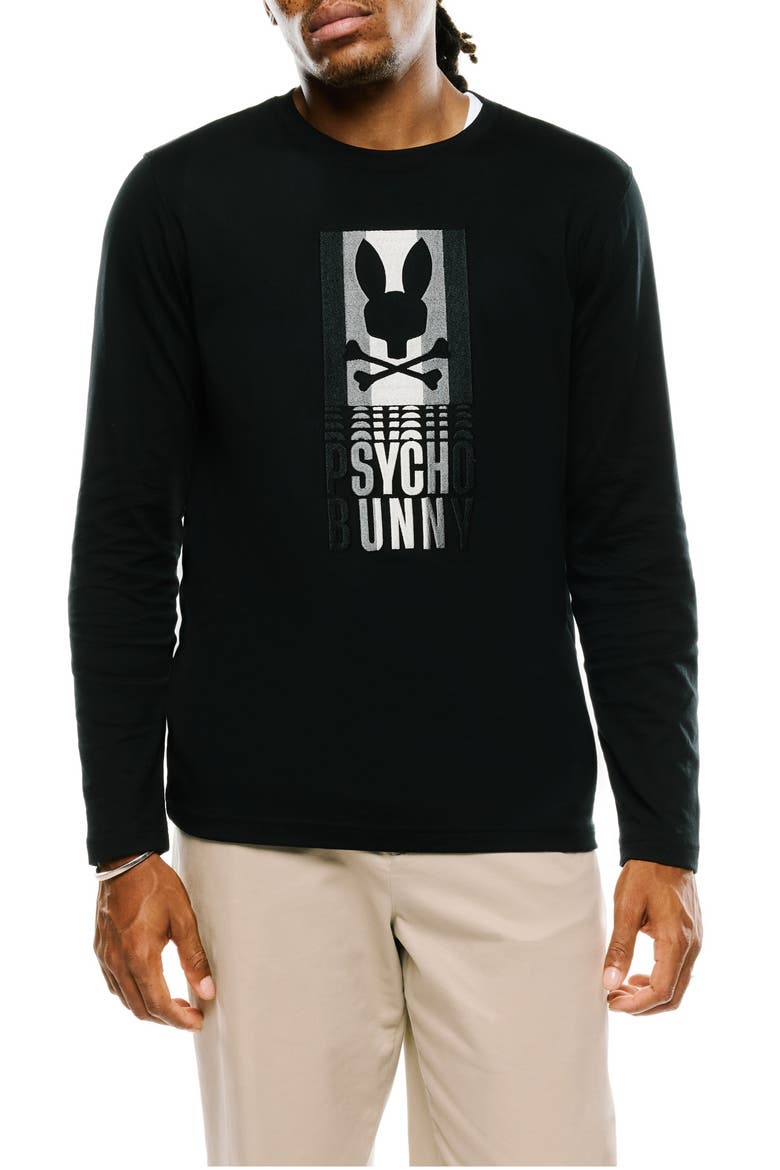 Ty Long Sleeve Embroidered Pima Cotton T-Shirt, Main, color, BLACK