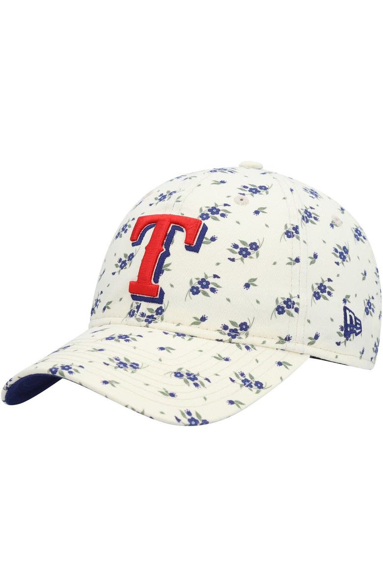 New Era Women's New Era Cream Texas Rangers Chrome Bloom 9TWENTY Adjustable Hat, Main, color,