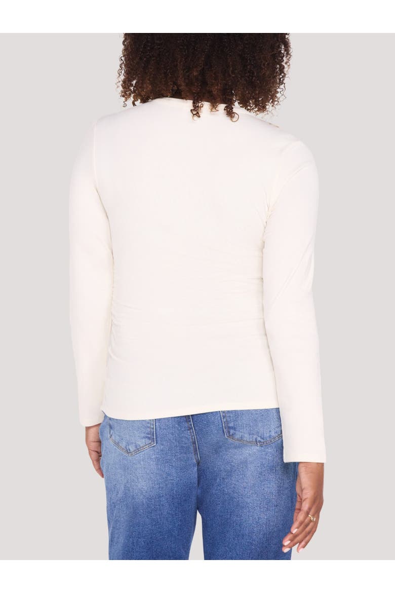 Crew Neck Long Sleeve Side Ruched Top, Alternate, color, Vanilla Ice