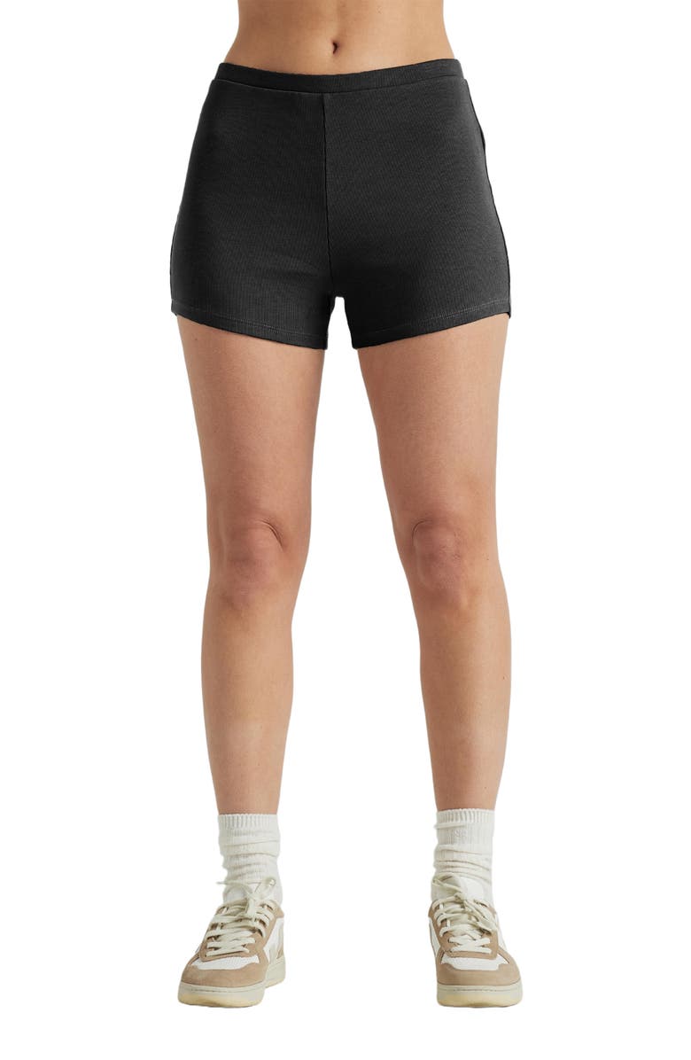 Losano Serene Rib Shorts, Main, color, Black