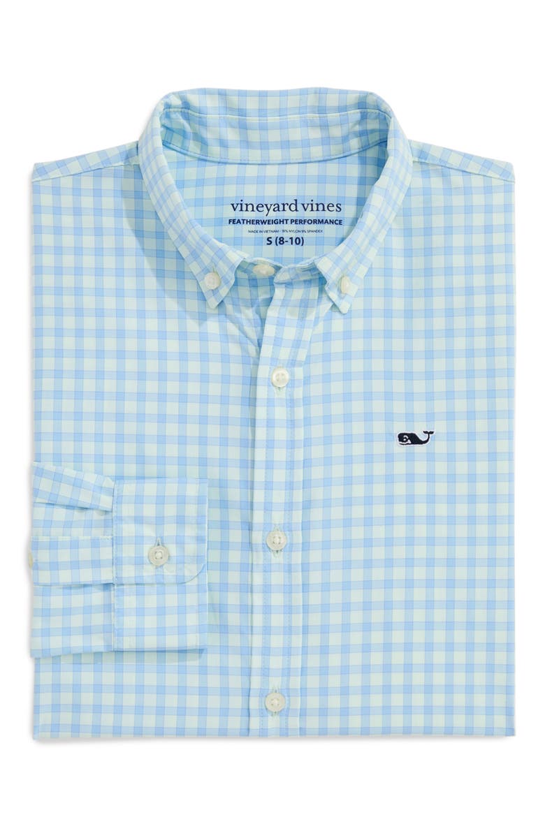 Kids' Lemon Shark Featherweight Performance Button Down Shirt, Alternate, color, AQUA GLASS