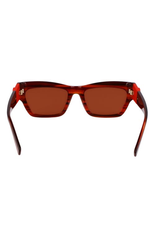 Longchamp Medallion 53mm Modified Rectangular Sunglasses In Striped Red