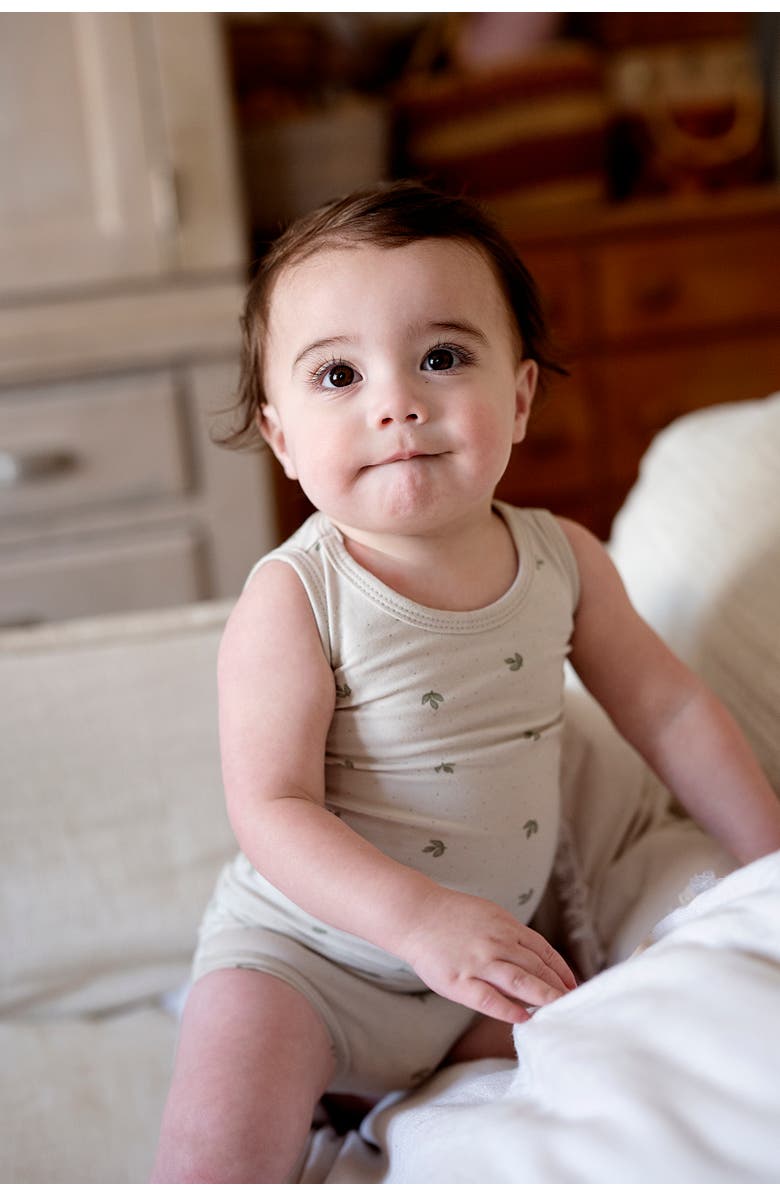 Ely's & Co. Jersey Cotton - Vintage Leaf Collection - Romper, Alternate, color, Sage Leaf