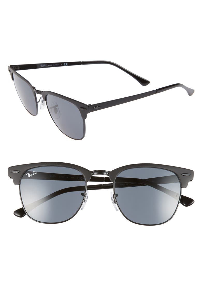 Icons 51mm Browline Sunglasses, Main, color, SHINY BLACK