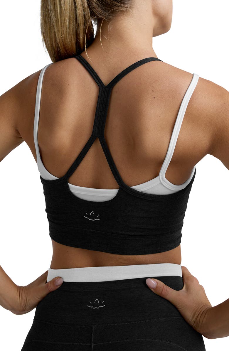 Beyond Yoga Space Dye Long Layered Bra, Alternate, color, Darkest Night