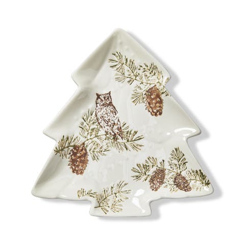 Wilde Pine Tree Ceramic Platter for Christmas Treats