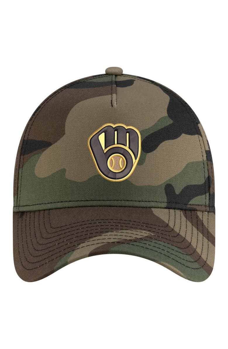 New Era Men's New Era Camo Milwaukee Brewers Woodland Team Pop 9FORTY A-Frame Adjustable Hat, Alternate, color, 