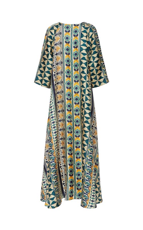 La Doublej Muumuu Geometric Silk Dress In Casareale Small Placée Cream