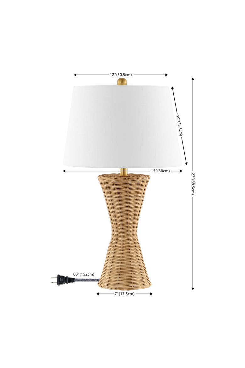Laura 27" Coastal Designer Iron/Rattan Wicker LED Table Lamp, Natural, Alternate, color, Natural