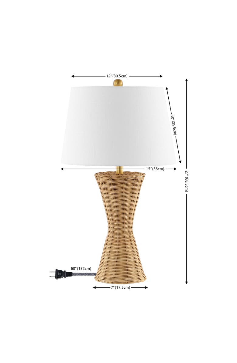 JONATHAN Y Laura 27" Coastal Designer Iron/Rattan Wicker LED Table Lamp, Natural, Alternate, color, Natural