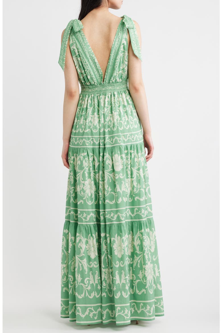 Print Cotton Maxi Dress, Alternate, color, SAGE