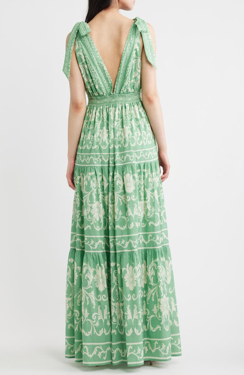 FLYING TOMATO Print Cotton Maxi Dress, Alternate, color, Sage