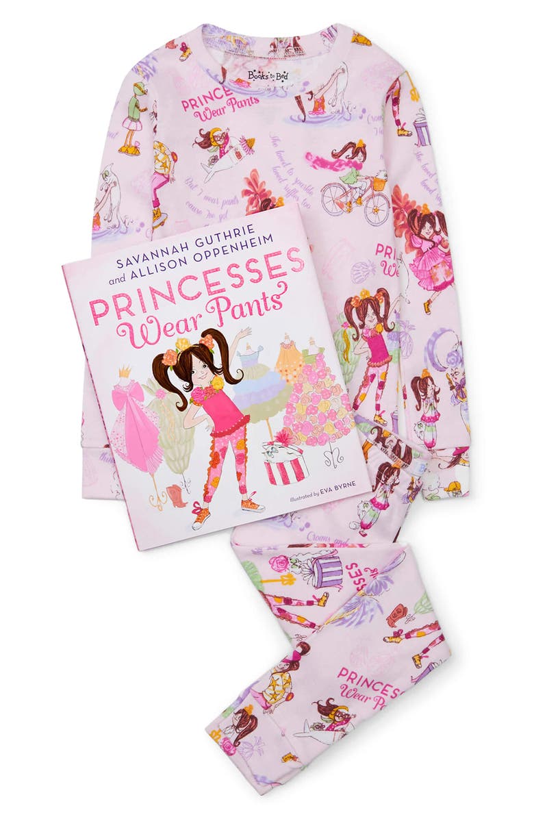 Books to Bed 'Princesses Wear Pants' Fitted Two-Piece Pajamas & Book Set, Alternate, color, 