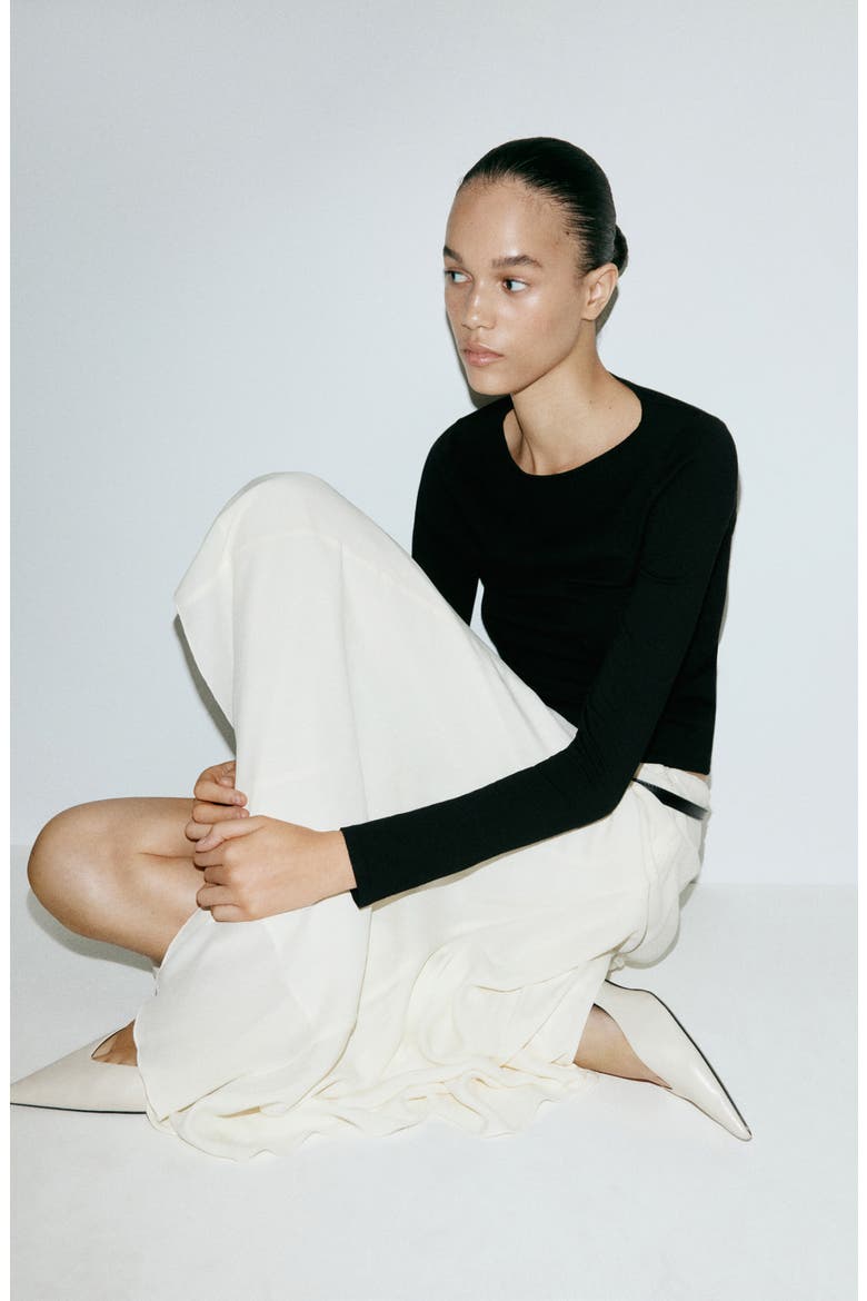Fitted Boat Neck Sweater, Alternate, color, BLACK