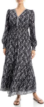 MAX STUDIO Long Sleeve Tiered Maxi Dress