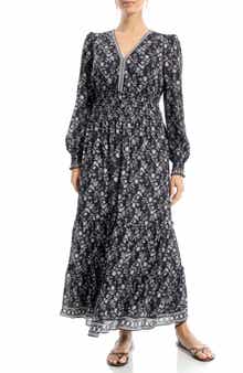 MAX STUDIO Long Sleeve Tiered Maxi Dress