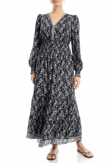 MAX STUDIO Long Sleeve Tiered Maxi Dress