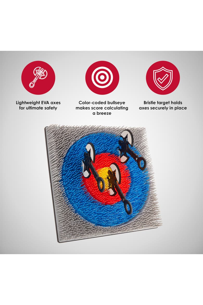 Wall-Mounted Axe Throwing Game, Indoor Foam Axe Set with Bristle Target & Mount Kit, Alternate, color, Multicolor