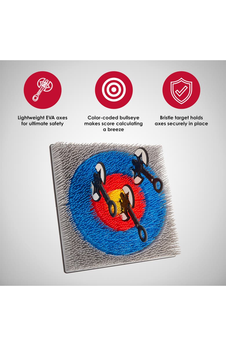Jumbl Wall-Mounted Axe Throwing Game, Indoor Foam Axe Set with Bristle Target & Mount Kit, Alternate, color, Multicolor