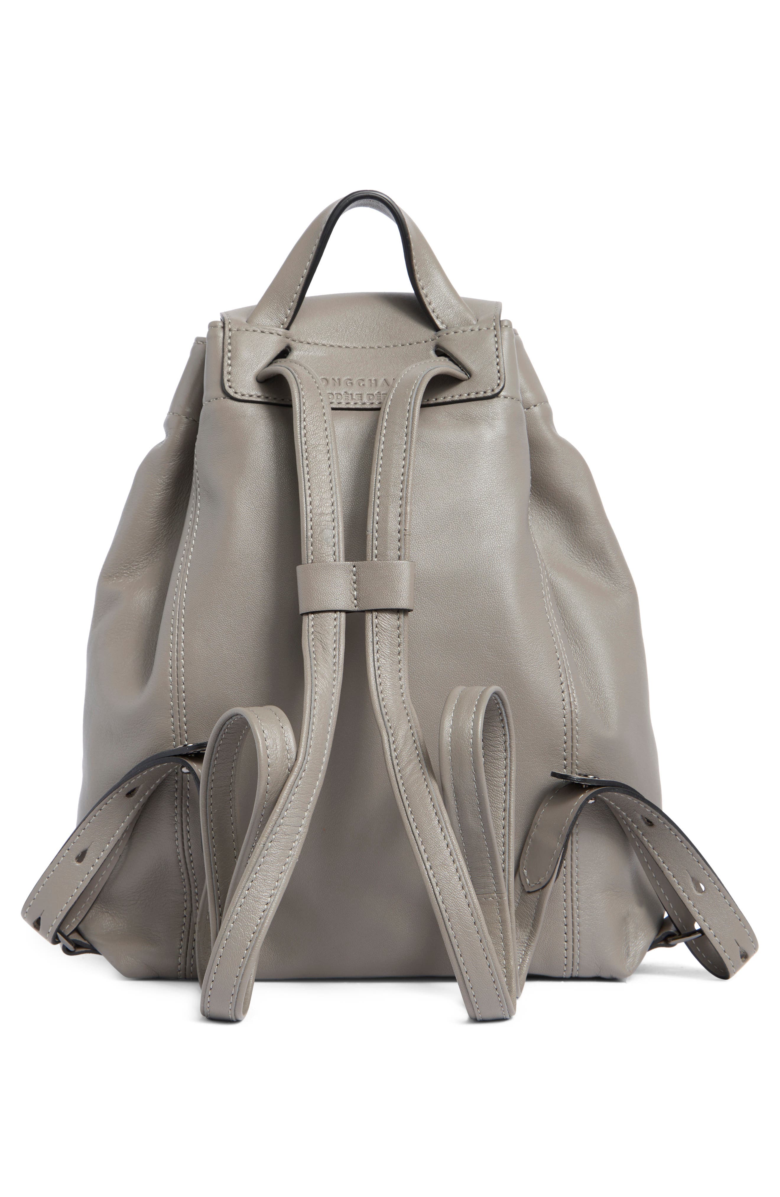 Longchamp Le Pliage Leather Backpack, Alternate, color, Turtledove