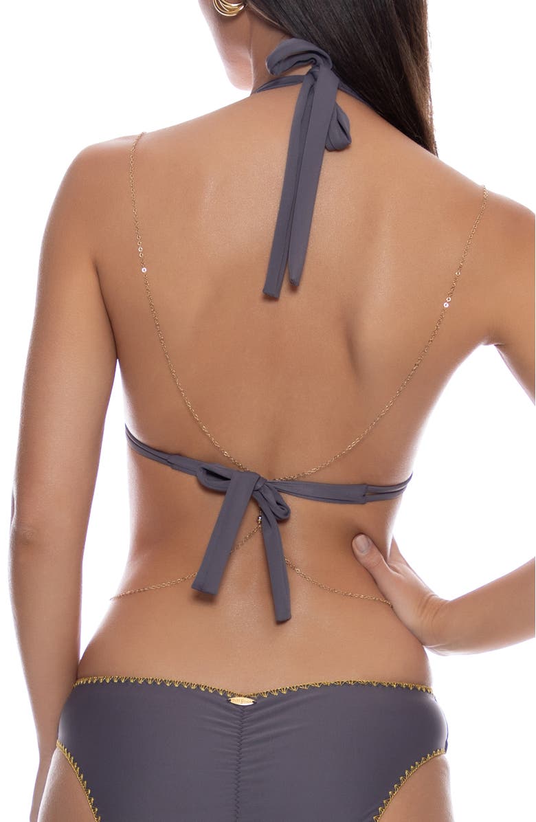 Luli Fama Triangle Halter Top, Alternate, color, Grey