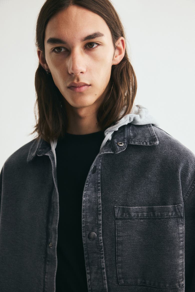 Hooded Overshirt, Alternate, color, Dark denim gray