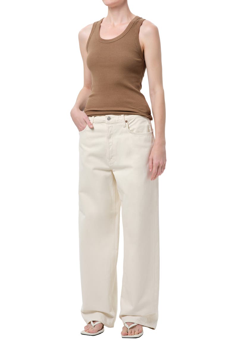 AGOLDE Poppy Rib Organic Cotton Blend Tank, Alternate, color, Hamoa Sand
