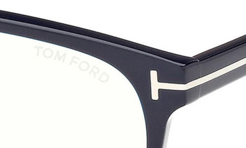 Tom Ford 56mm Pilot Blue Light Blocking Glasses In Deep Blue/t Logo