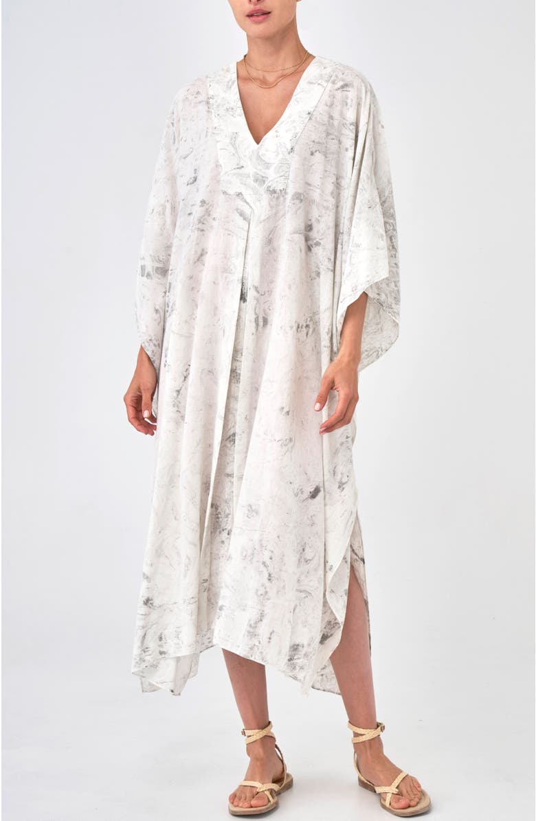 ocean+main Tie Dye Cotton Midi Caftan, Main, color, 