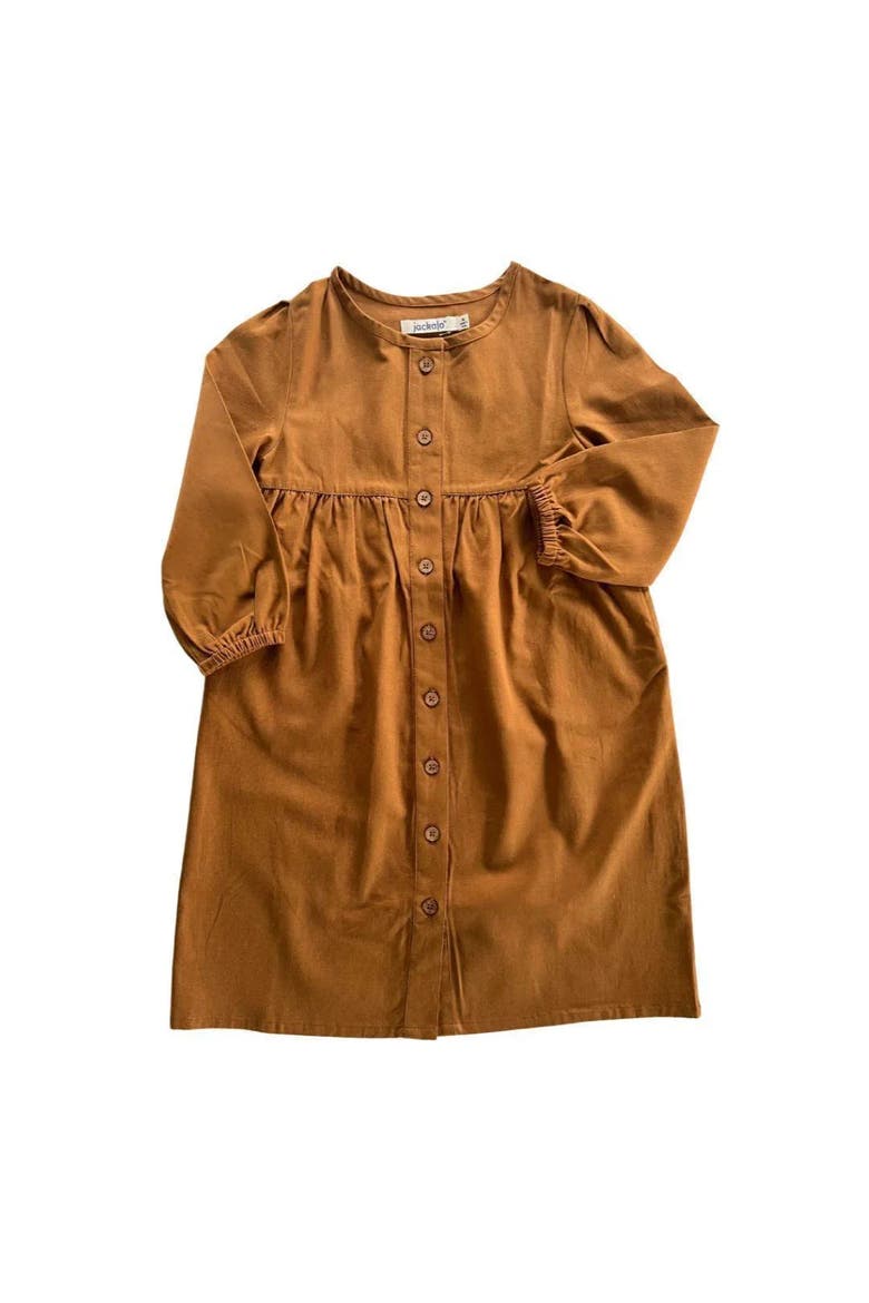 Kids’ Long-Sleeved Organic Cotton Twill Jo Dress, Main, color, Acorn