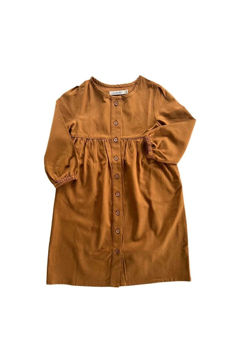 Jackalo Kids’ Long-Sleeved Organic Cotton Twill Jo Dress, Main, color, Acorn