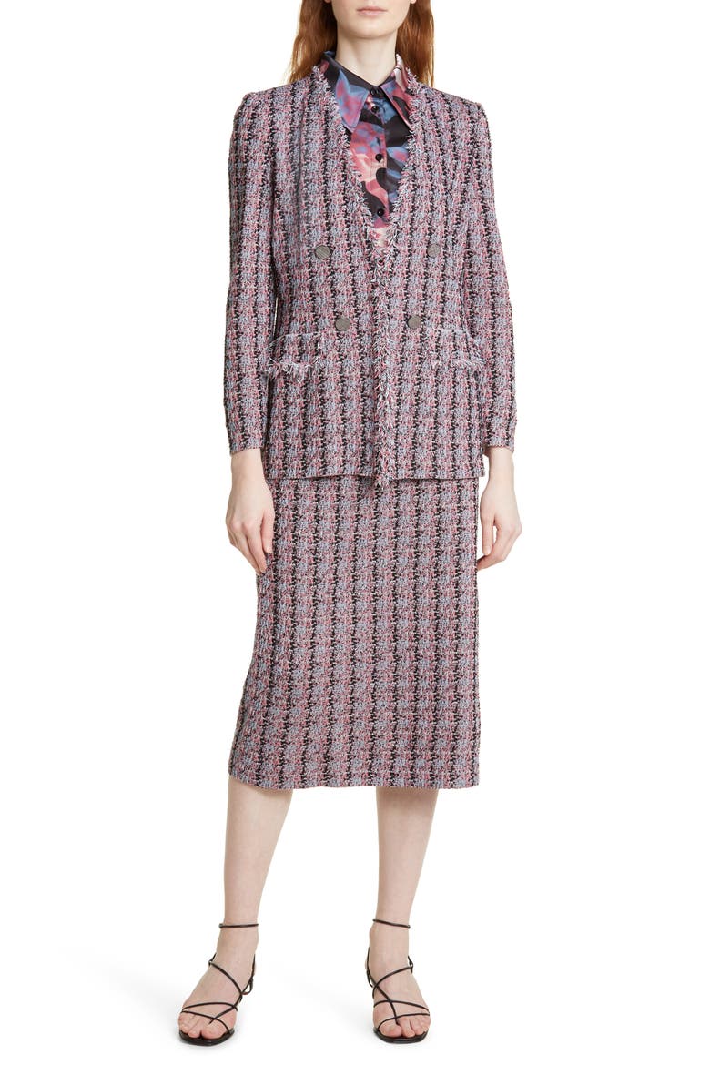 Tweed Pencil Skirt, Alternate, color, ROS/BL/PK/BK