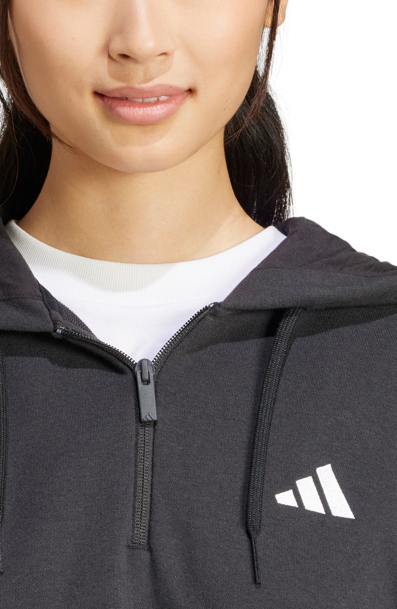 adidas Essentials 3-Stripe Quarter Zip Sweatshirt, Alternate, color, Black/ White