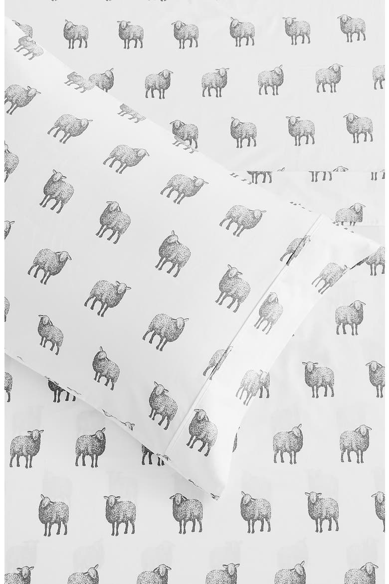 Sheep Print 400 Thread Count Cotton Sheet Set, Alternate, color, GREY
