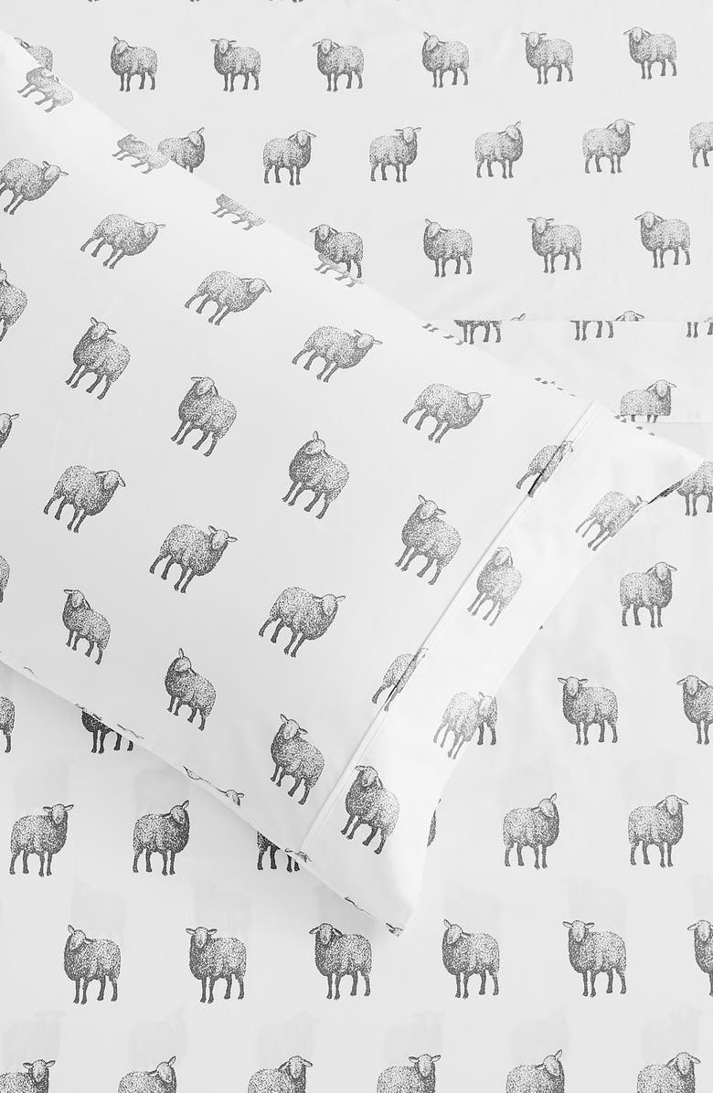 MELANGE HOME Elephant Print 400 Thread Count Cotton Sheet Set, Alternate, color, Grey