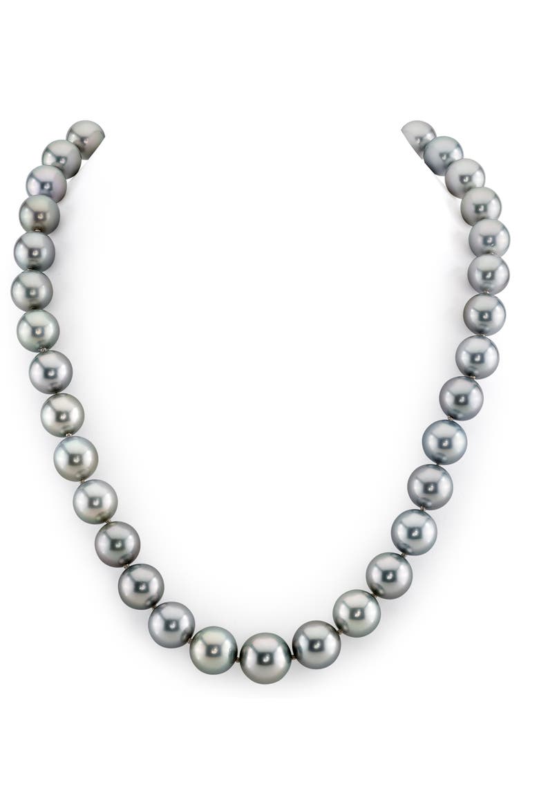 10-12mm Silver Tahitian South Sea Pearl Necklace - Premier AAAA Quality, Main, color, White Gold Clasp