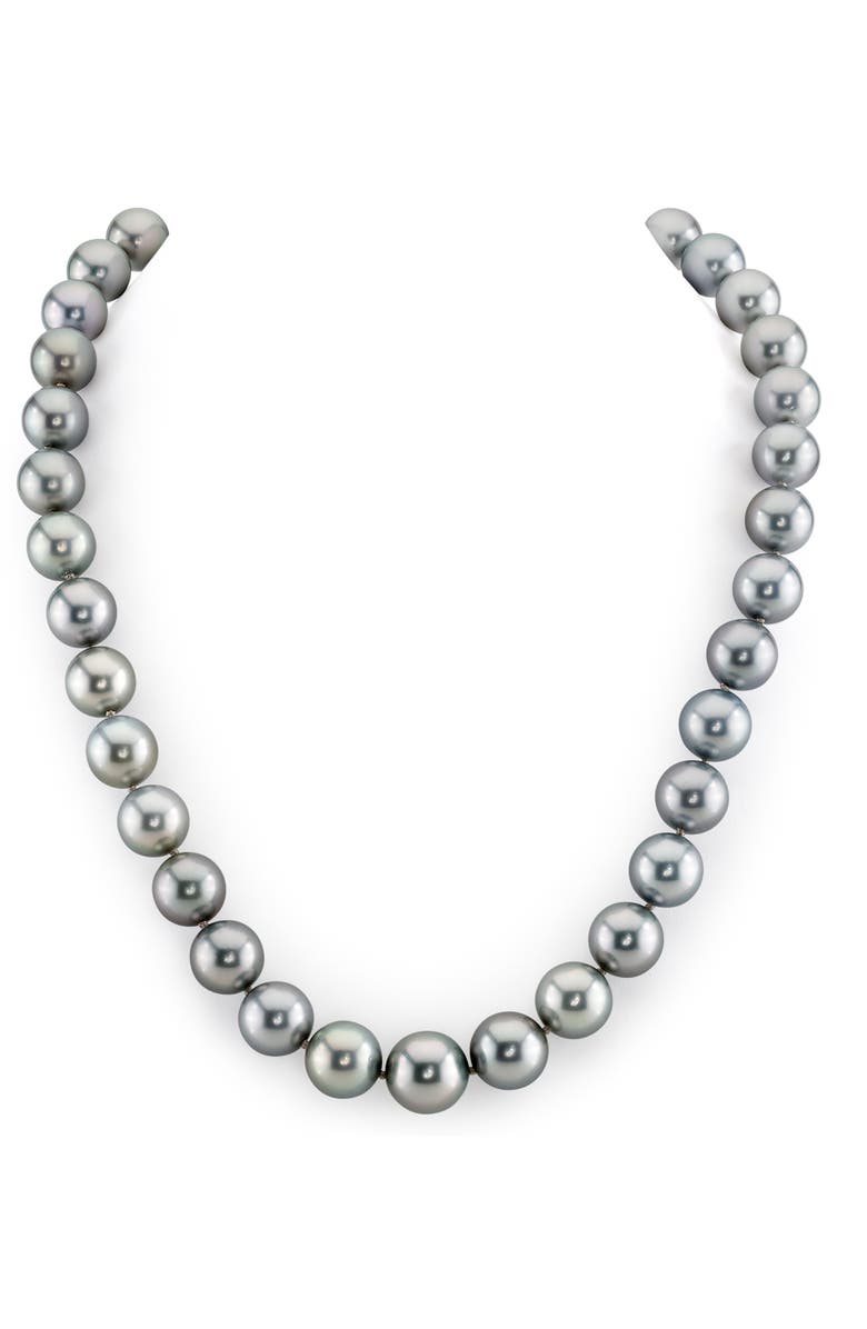 The Pearl Source 10-12mm Silver Tahitian South Sea Pearl Necklace - Premier AAAA Quality, Main, color, White Gold Clasp