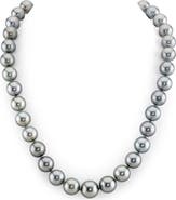 The Pearl Source 10-12mm Silver Tahitian South Sea Pearl Necklace - Premier AAAA Quality